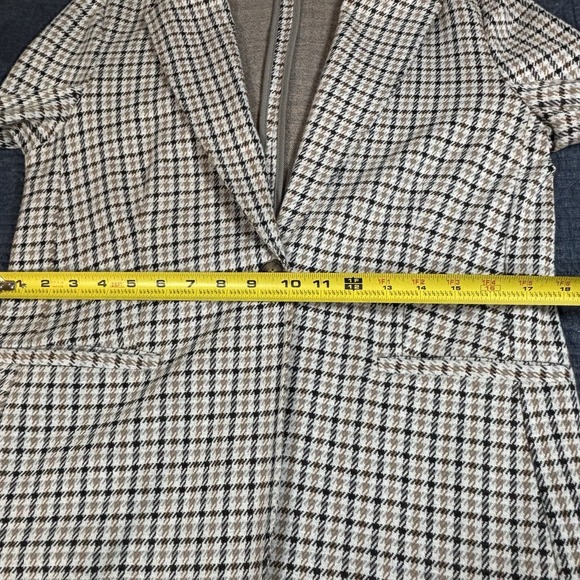 Lands' End Women's Small 6/8 Blazer Stretchy Brown, Cream & Black Plaid Preppy - Picture 7 of 15
